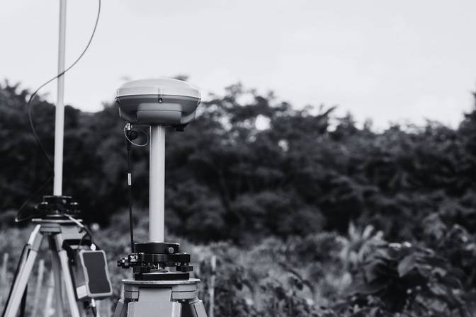 Land survey equipment on a tripod
